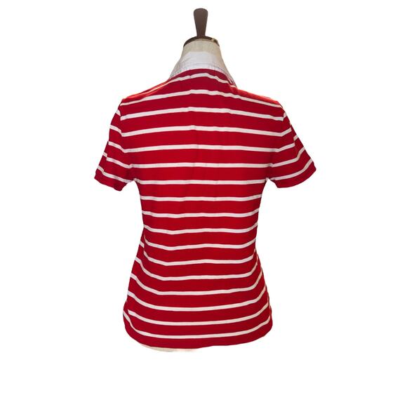 LRL Ralph Lauren Red White Striped Polo Shirt | Large | Nautical Style | 1/4 Zip - Picture 3 of 11